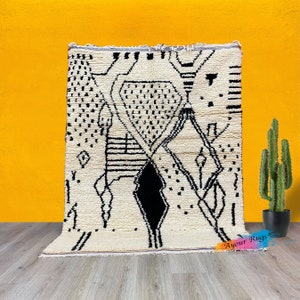 Black And White Rug | Moroccan Rug | Tapis Berbere | Handmade Rug | Beni Ourain Style | Genuine Wool Rug | Tapis Berbere | Gorgeous Teppich