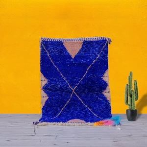 Blauw vloerkleed | Marokkaans vloerkleed | Prachtig tapijt | Berbers | Handgemaakt | Echt vloerkleed | Tapis Marokko | Prachtige Teppich | Gratis expresverzending