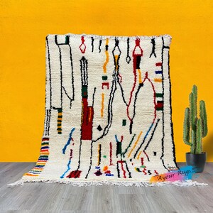Shag Rug | Moroccan Rug | Hand Knotted Berber Rugs | Area Rugs | Living Room Carpet | Beni Ourain Rug | Large Rug | Teppich Marokko