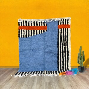 Blauw vloerkleed | Marokkaans vloerkleed | Prachtig tapijt | Berbers | Handgemaakt | Echt vloerkleed | Tapis Marokko | Prachtige Teppich | Gratis expresverzending