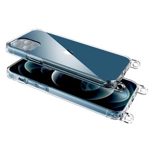 Étui transparent Posidainty avec oeillets pour lanière, corde, étui à bandoulière | pour iPhone 14 13 12 11 et Samsung | Compatible MagSafe, TRANSPARENT