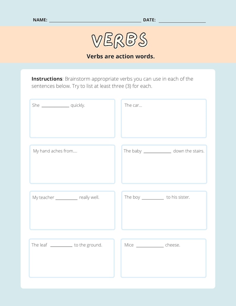 Verbs - Etsy