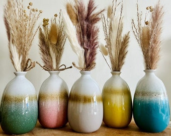 Dip-Glazed Ceramic Stoneware Bud Vase / Boho / Rustic / Ombre / Hand Crafted  / Pottery / Bohemian / Stone / Flower / Sass & Belle
