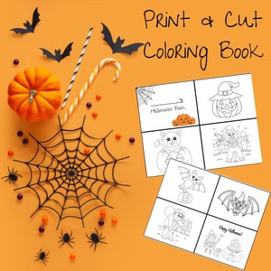 Halloween Coloring Book for Kids- Preschool Coloring Book- Print and Cut- Digital File- Fall Coloring Page- Halloween Party