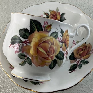Royal Albert Hampton-Shaped Teacup and Saucer Duo with Large Yellow Cabbage Rose