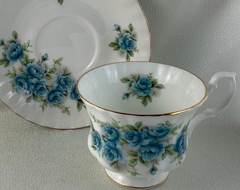 Royal Albert Blue Roses Teacup and Saucer Duo