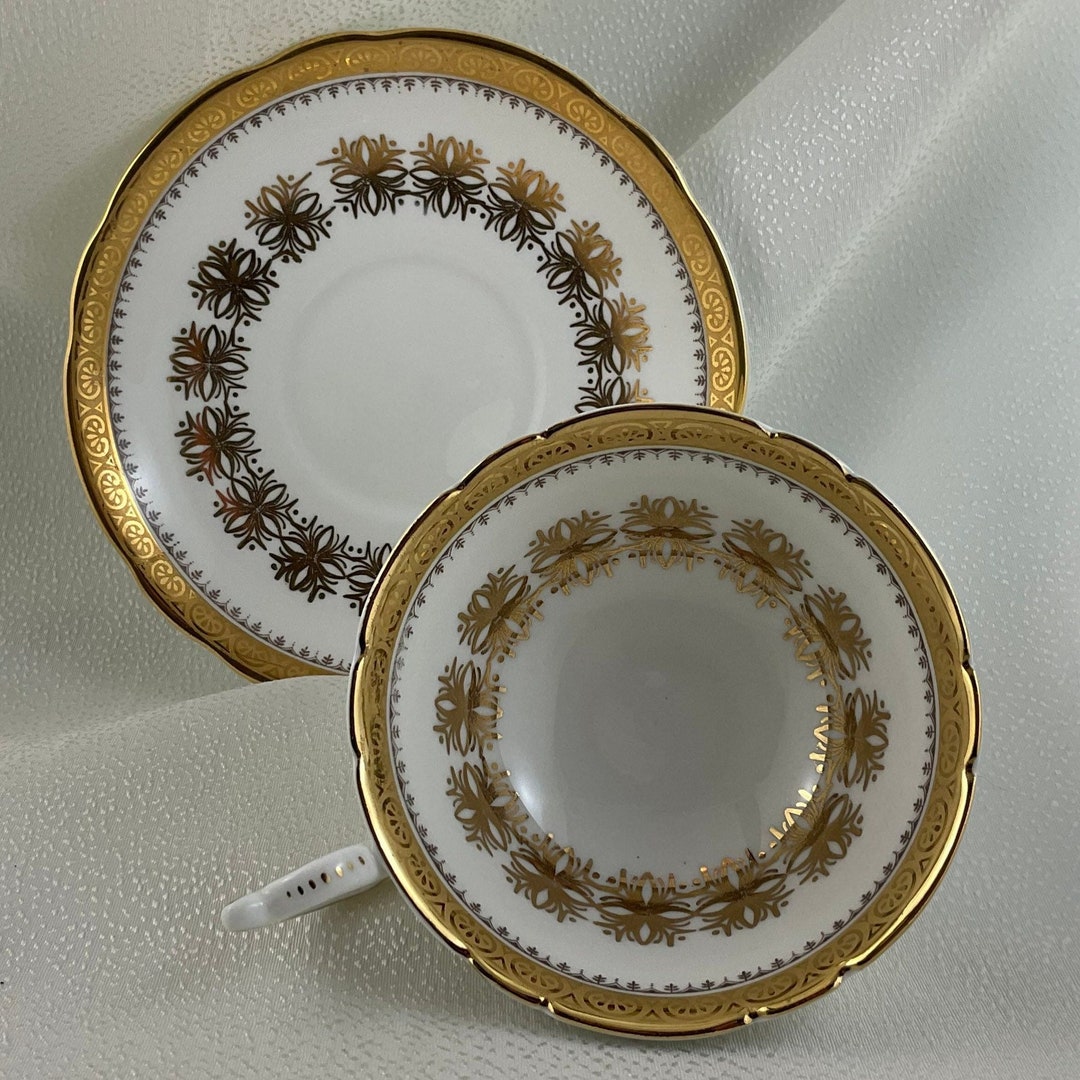 Pretty White and Gold EB Foley Teacup and Saucer Duo - Etsy