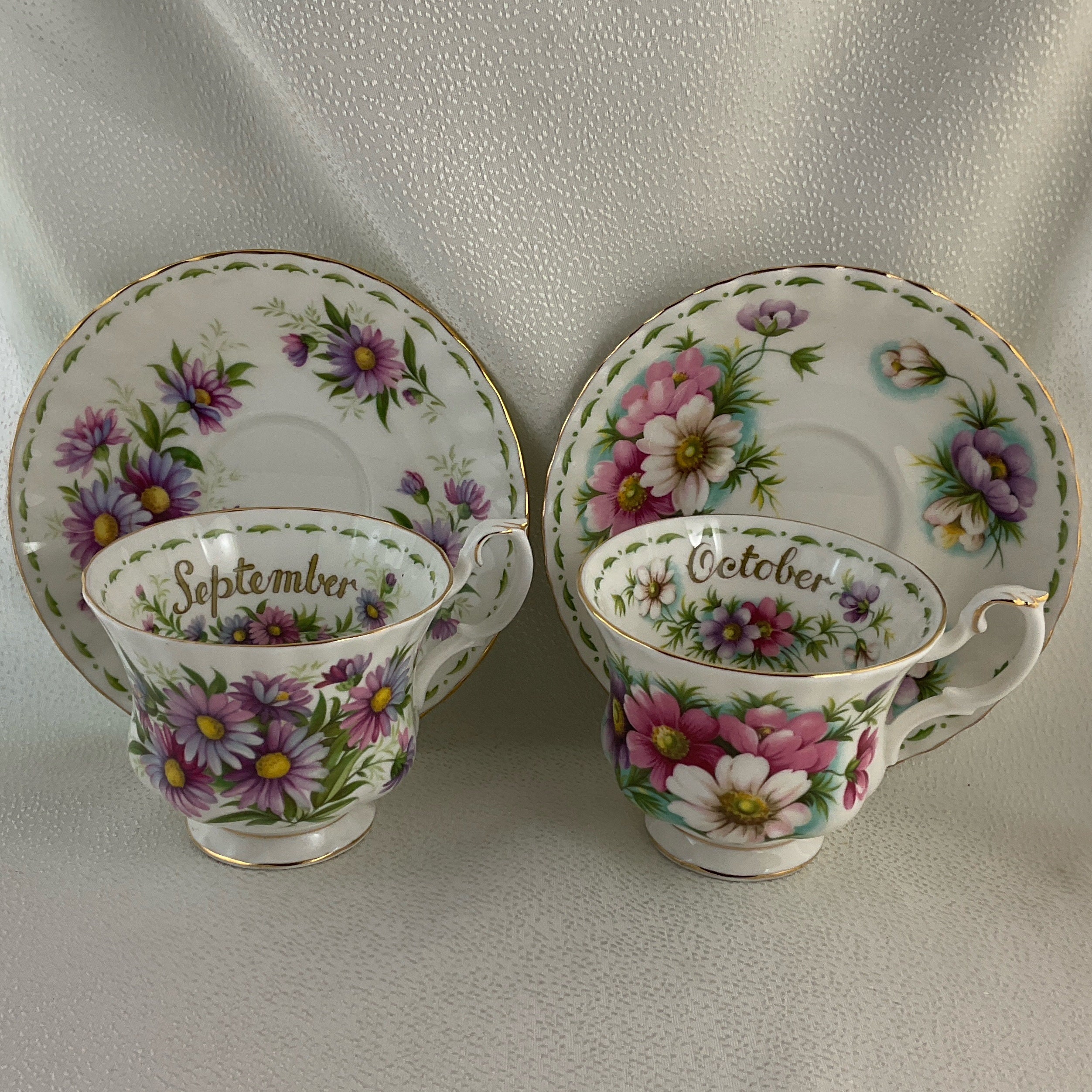 Royal Albert Flower of the Month Cup and Saucer Sets/trios; Choose
