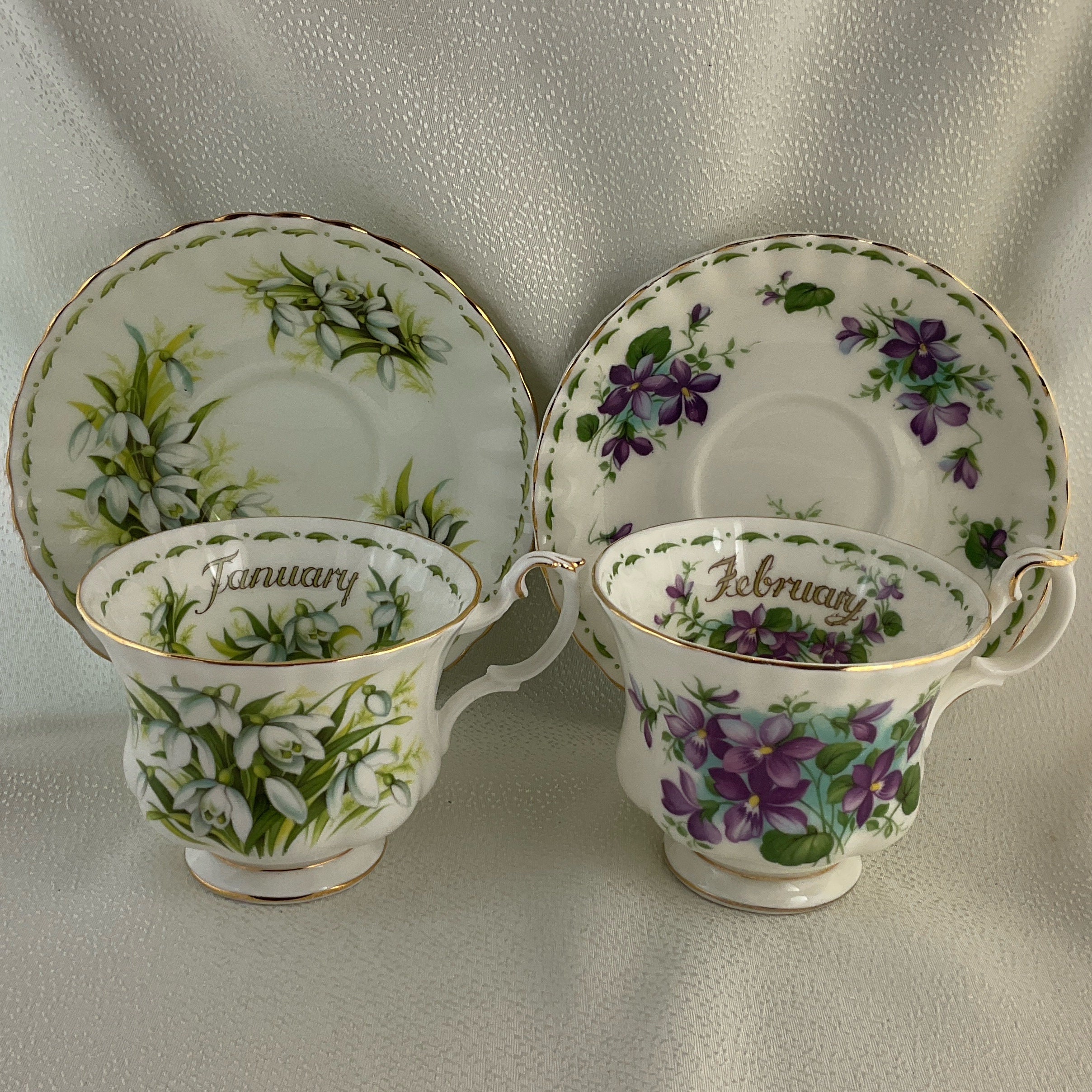 Royal Albert Flower of the Month Cup and Saucer Sets/trios; Choose