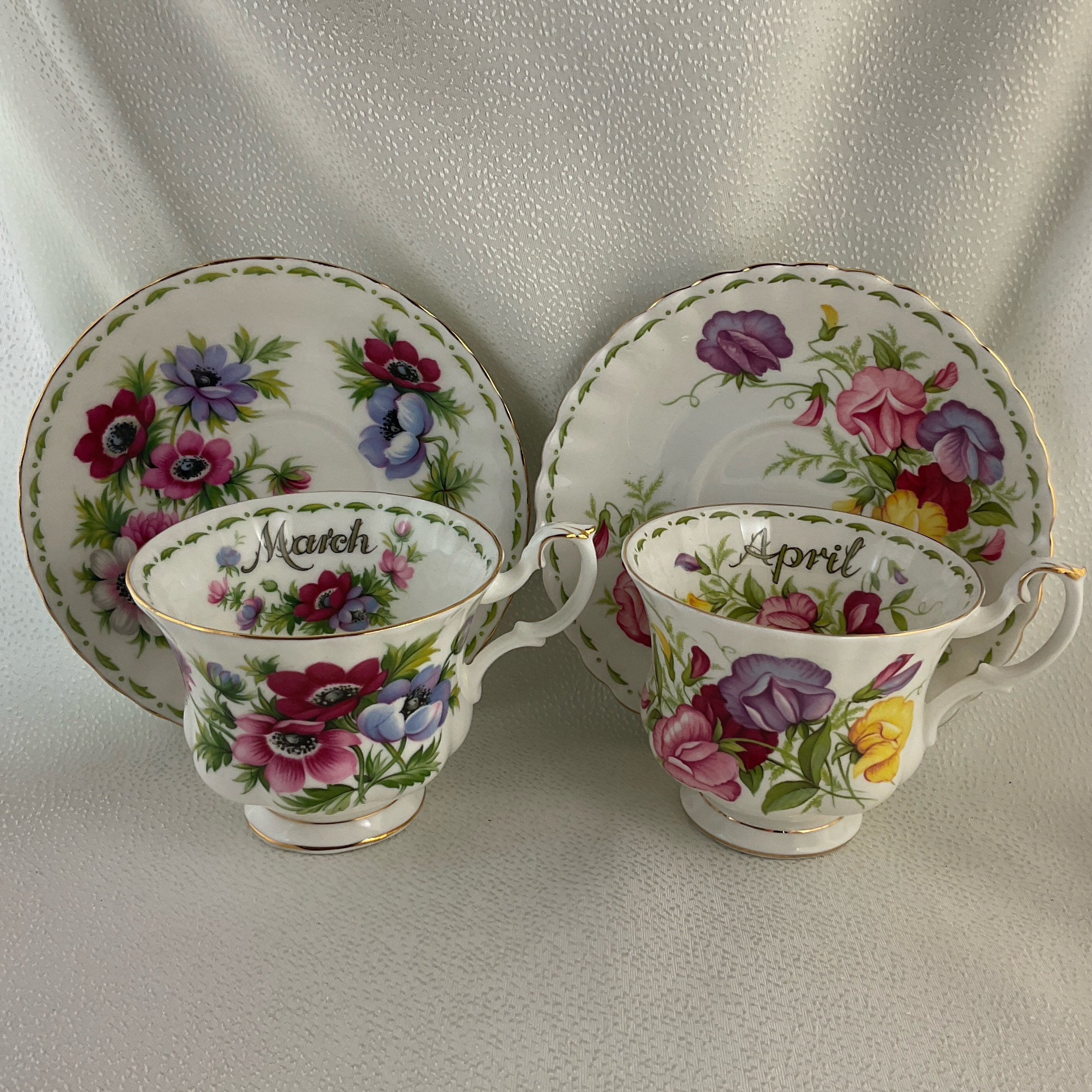 Royal Albert Flower of the Month Cup and Saucer Sets/trios; Choose