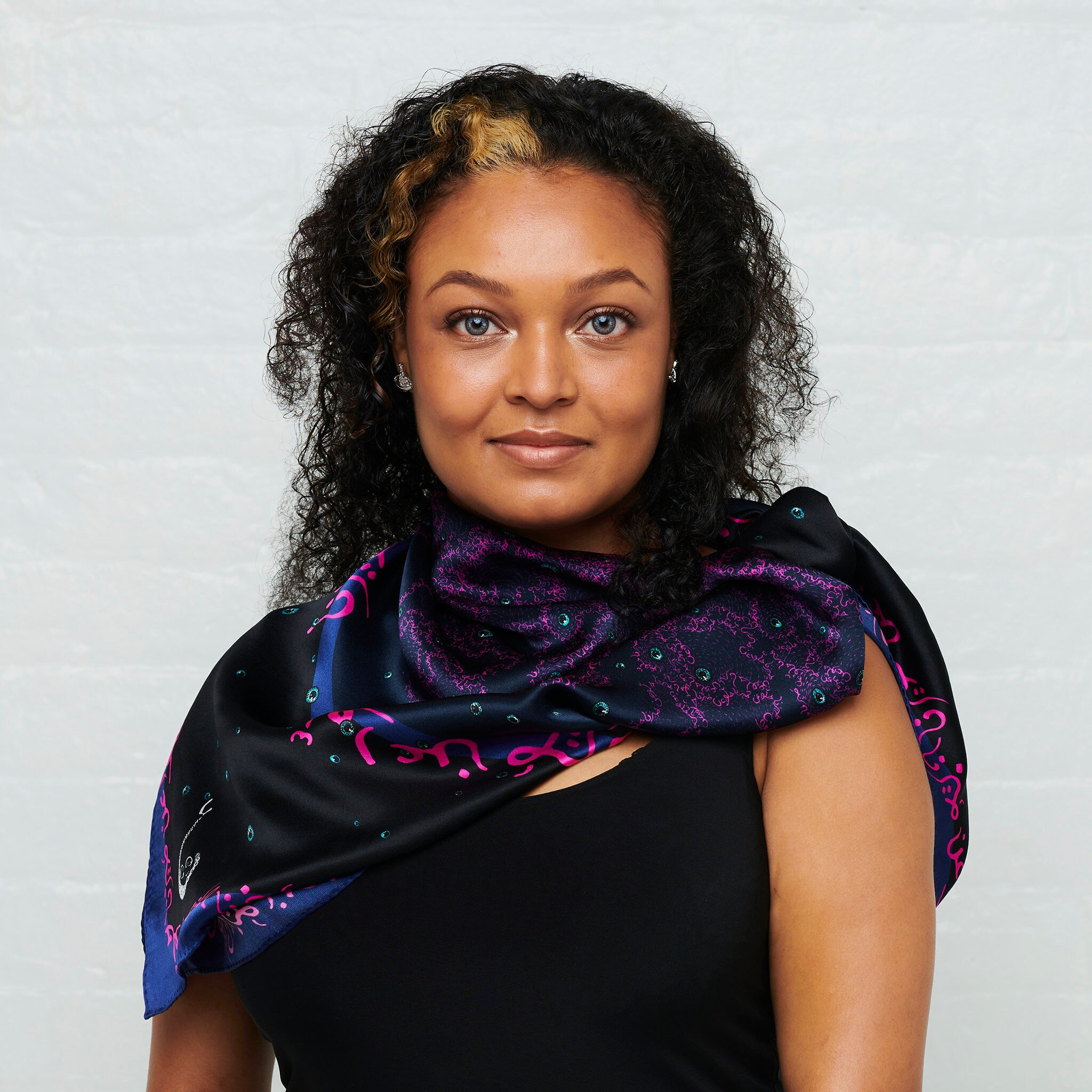 Pink and hotsell black silk scarf