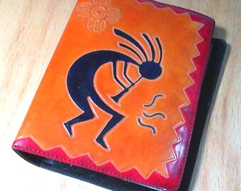 Kokopelli Leather Photo Album – Southwestern Native American Style Embossed Genuine Leather 4x6 Picture Album, Western Rustic Gift