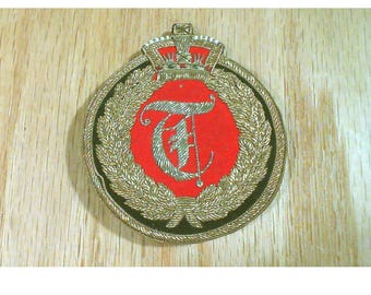 Bullion Blazer Badge w/ Letter T Scroll Vintage