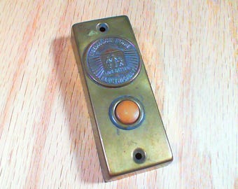 Vintage Gold Medallion Home Doorbell – Live Better Electrically Brass Door Bell – Mid Century Modern Atomic Age MCM Hardware - Rare