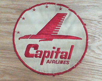 Capital Airlines Patch / Ground Crew Uniform / Airline Patch / Vintage 1950's  / Embroidered  7" / Airline Memorabilia