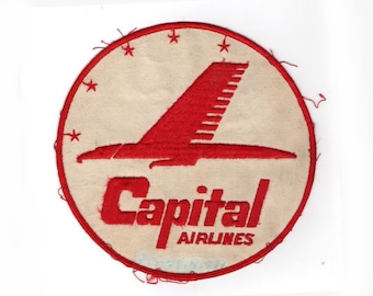 Capital Airlines Patch / Ground Crew Uniform / Airline Patch / Vintage 1950's / Embroidered 7" / Airline Memorabilia