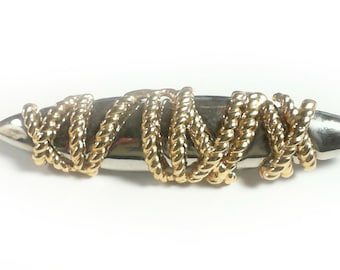 Gold Tone Rope on Silver Tone Brooch / Vintage Brooch / Brooch