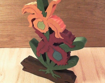 Flower Jigsaw Puzzle 3D Art Vibrant Colors Unique Hand Crafted Costa Rica