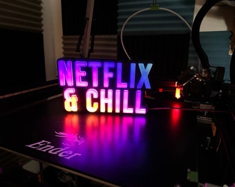 Netflix and Chill LED Sign | Small batch run, limited qty, lighted Circuit Board sign, PixelBlaze, Computer Science, Techie, DIY Solder Kit