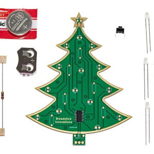 LED light up Christmas Tree Soldering Kit Circuit Board, Software Engineer, Computer Science, Techie, Stocking Stuffer, DIY Kit image 1