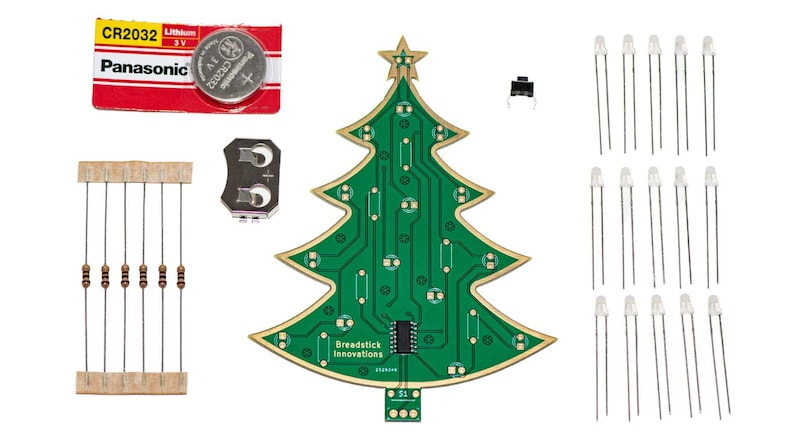 LED light up Christmas Tree Soldering Kit Circuit Board, Software Engineer, Computer Science, Techie, Stocking Stuffer, DIY Kit image 1