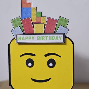Lego head birthday card-Son daughter grandson granddaughter niece nephew or name..personalised image 6