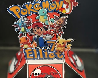Pokemon or dragon ball z 3d box card personalised