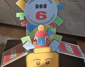 Lego mad Son Daughter Dad mom Grandson granddaughter 3d box card personalised