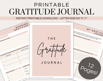 Diario de gratitud imprimible: Cuaderno de atención plena, sugerencias de gratitud (PDF)