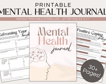 Mental Health Journal Printable: Anxiety, Trauma, CBT, DBT (PDF)
