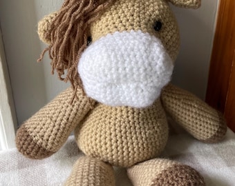 手作りかぎ針編みの茶色の馬 12インチのぬいぐるみ - Etsy 日本