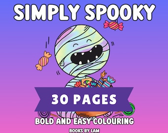 子供向けハロウィンぬり絵：30種類の不気味なデザイン（デジタルダウンロード）