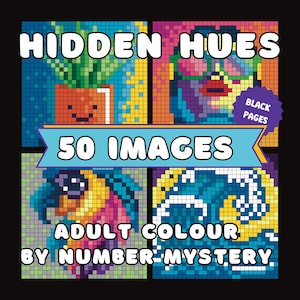Hidden Hues - Adult Colour by Number Mystery, Colouring for Stress Relief, Color by Number,Adult Coloring,Mystery Coloring,Digital Download