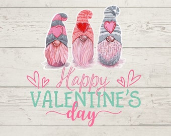 Happy Valentine's Day PNG Instant Digital Download Sublimation Design For Shirts, PNG Mug Design, Valentine Gnome PNG, Valentine Gnome