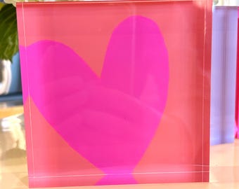 Heart Painting | Acrylic Block 4x4 | Valentine’s Gift | Mother’s Day Gift | Birthday Gift | Anniversary Gift | Teacher Gift