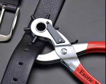 Punch Plier Tool Kit Set for Belts GMKD Leather Hole Puncher Fabric Plastic Straps Manual Hole Maker Plier with Replace Tooth DIY Home Or Craft Projects 