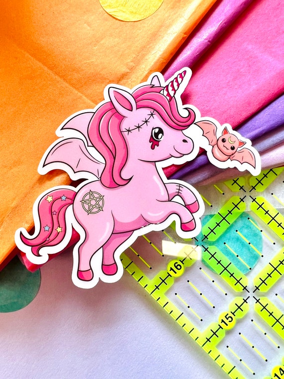 Pastel Goth Unicorn and Bat Creepy Cute Sticker Girly Goth Etsy