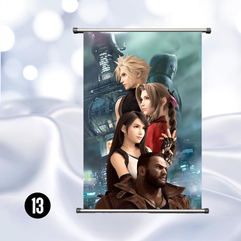 Final Fantasy 7 Scroll Painting Wall Art Hanging Poster for Home Decor
