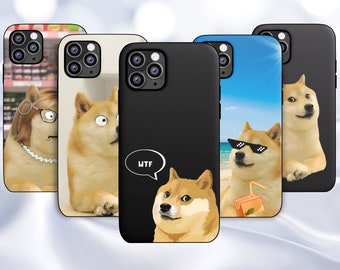Meme Doge Coque de portable adaptée pour iPhone 15 14 13 12 11 XR XS X 8 7/Coque adaptée pour Samsung S24 S23 S22 S20 A54 A53 A33 A15 A14/Pixel 8
