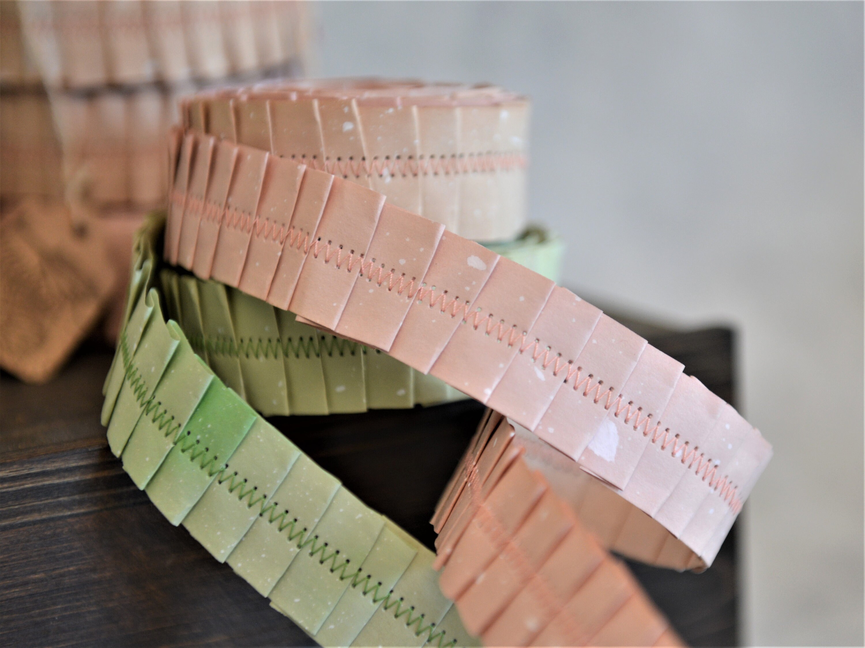 Pink Tissue Paper Ruffeled Pink Christmas Paper Ruffles, Pastel Pink and Green Ruffle Roll, Snow ...
