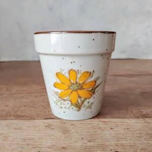 Vintage Takahashi Japan 3.5 Inch Stoneware Planter, Speckled Brown Pot, Sunflower Planter, Cottagecore Decor, Boho Succulent Pot