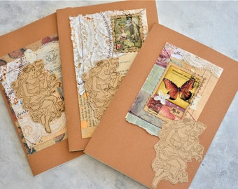 Tea Time Junk Journal, Coffee Notes Collage Journal, Handmade Vintage Sketchbook, Unlined Writing Notebook, Companion Journal Gift