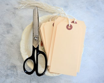 Blank Manila Tags for Junk Journals, Scrapbooking, Journaling Cards, and Mixed Media Art, Shipping Reinforced Manilla Hang Tags with String