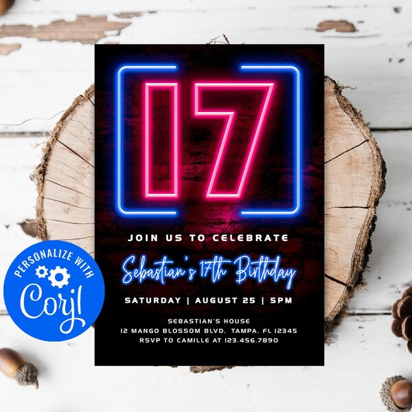 Birthday Invitation 17 Do It Yourself Etsy