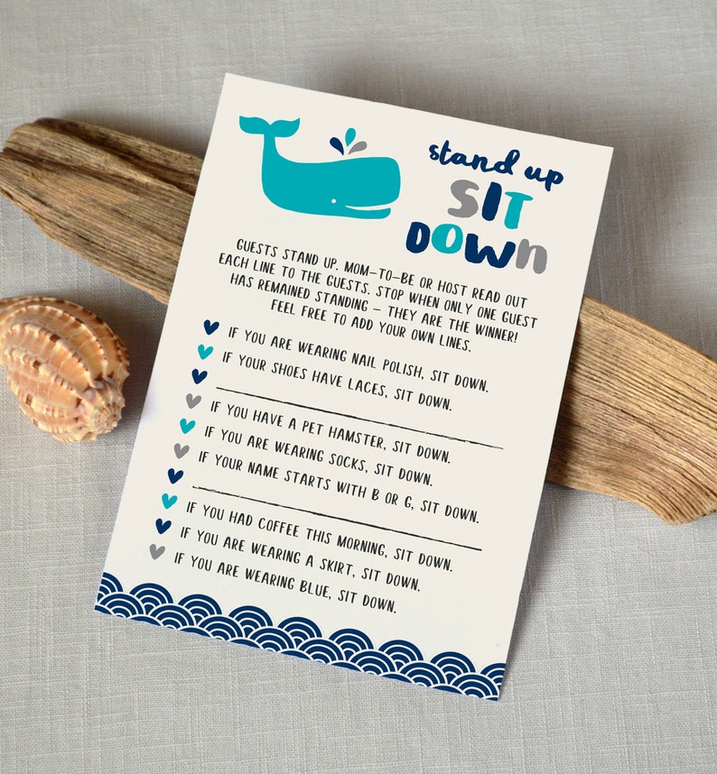 Stand up Sit Down Baby Shower Game It's a Girl Etsy Australia