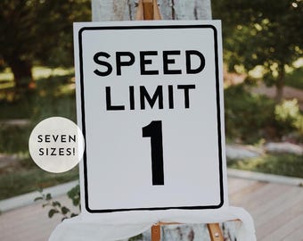 Speed Limit 1 Sign Printable: Race Car Birthday Decor (Instant Download) B412