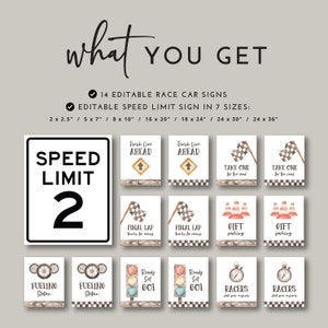 Race Car Birthday Sign Package, Need Four Speed Decor Bundle, Editable ...
