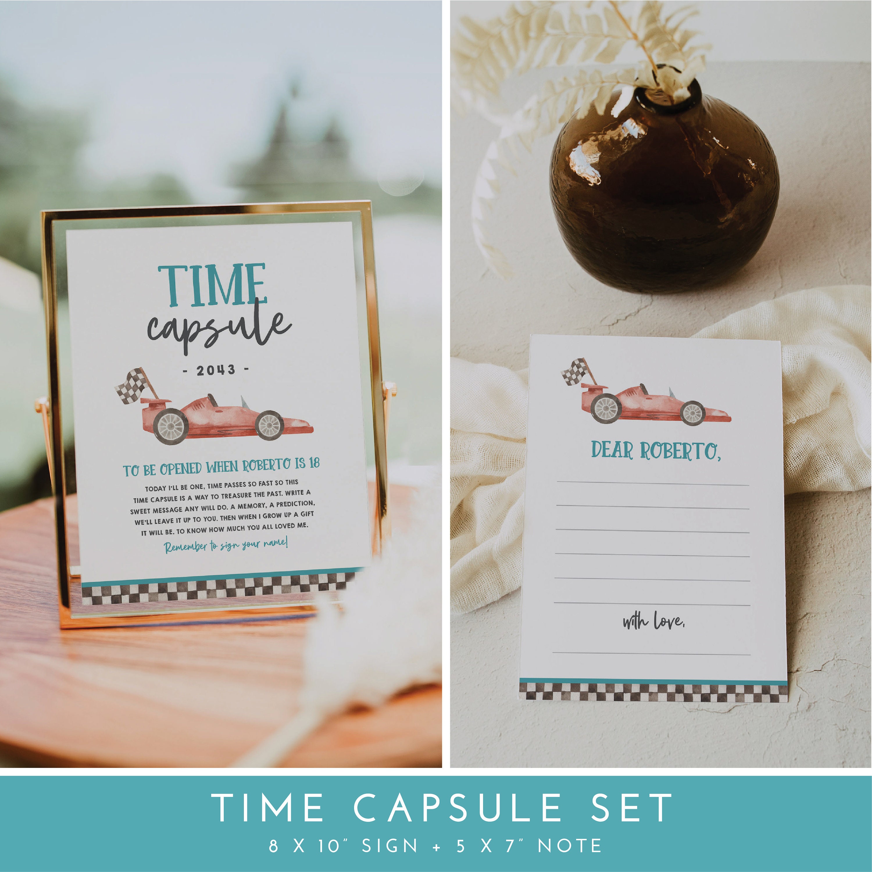 First Lap Around the Track Birthday Party Bundle Template, Editable