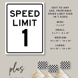 Race Car Speed Limit 1 Sign Template, Editable Speed Limit 1st Birthday ...