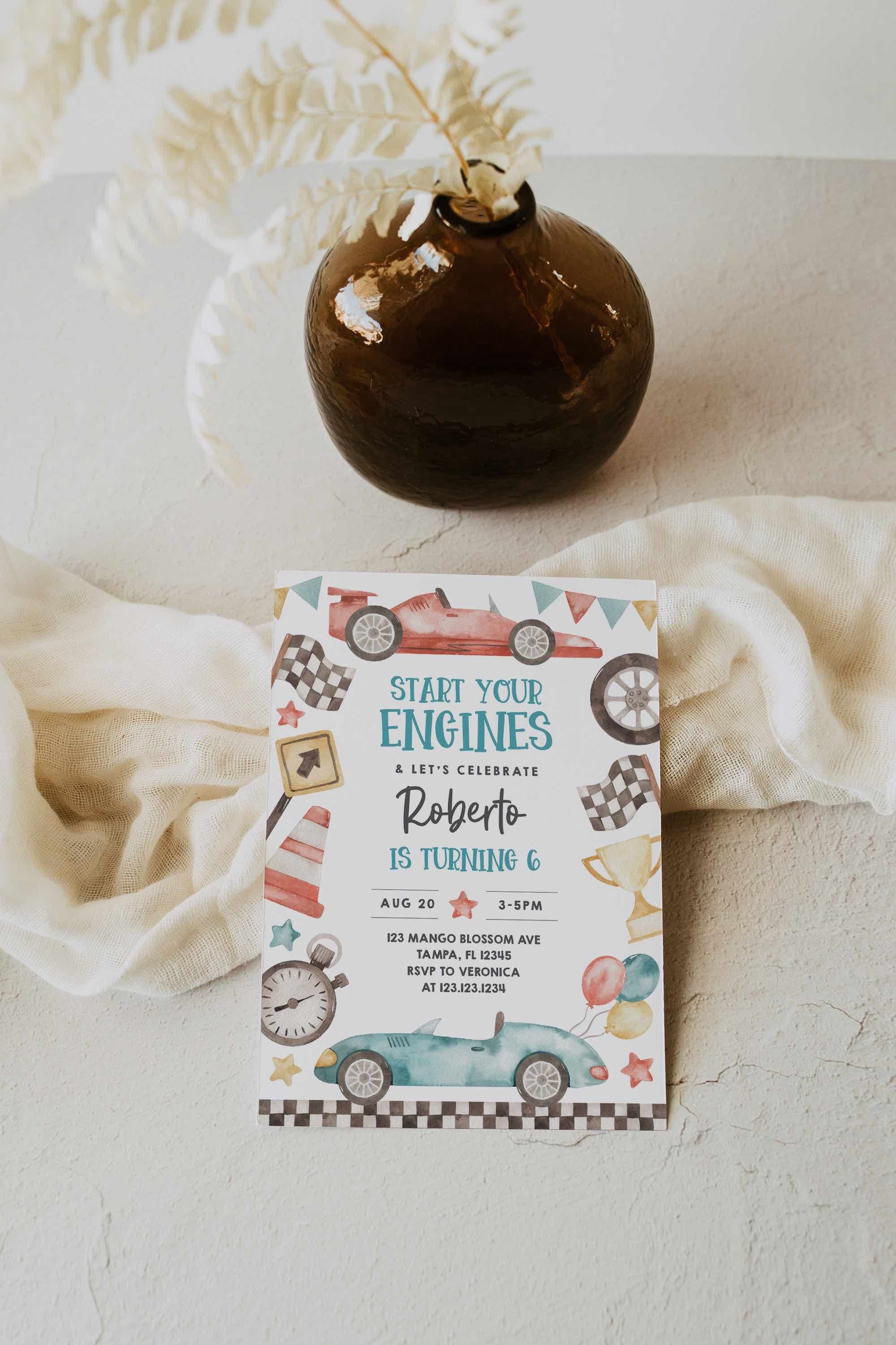 EDITABLE Start Your Engines Race Car Invitation Need for Speed Racing ...